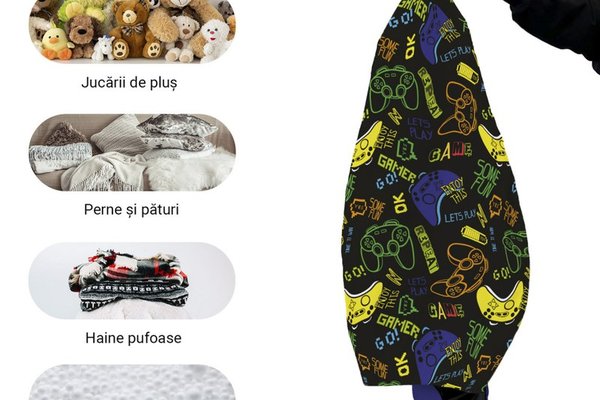 Husa fotoliu Puf Bean Bag tip Para XL fara umplutura lets play