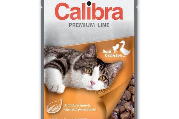 Hrana umeda pentru pisici Calibra Cat Pouch Premium Adult cu Rață si Pui, 100 g