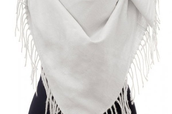 Esarfa patrata alba din material gros cashmere