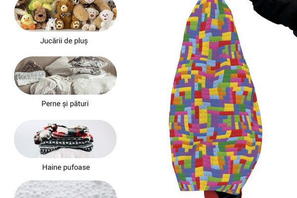 Husa Updeco pentru Fotoliu Puf Bean Bag Tip Para L - Fara Umplutura Lego Tetris