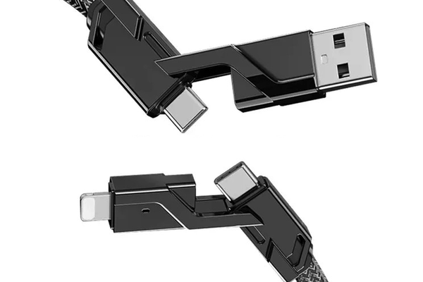 Cablu de Date USB C la C 4 in 1 cu Cablu Nailon Impletit Plan