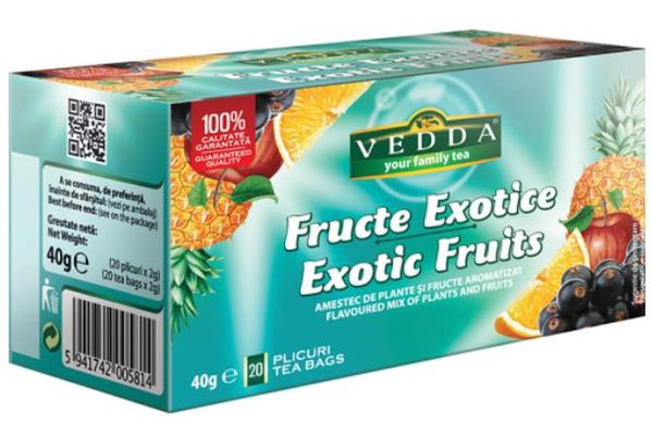 Vedda Ceai de Fructe Exotice, 20 plicuri a cate 2 g