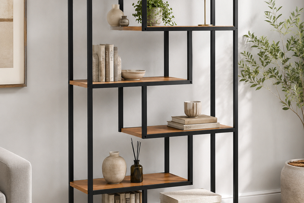 Biblioteca Moderna cu 6 Rafturi - Design Contemporan pentru Living si Birou, Cadru Metalic, PAL 18 mm, 88 x 30 x 160 cm