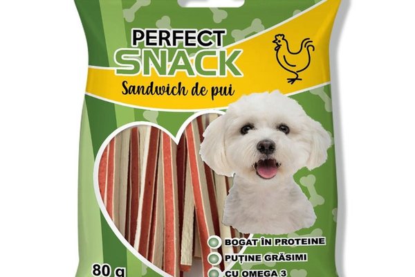Hrana complementara pentru caini, Perfect Snack, sandwich de pui, 80 g