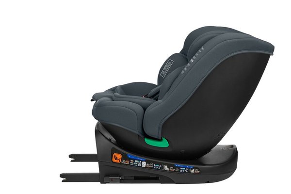 Scaun auto cu isofix KikkaBoo I-Round I-SIZE Dark Grey 40-150 cm,Omologat R129,Sezut rotativ,4 pozitii de inclinare a spatarului,Tetiera reglabila in 5 pozitii,Perna moale,Husa detasabila,Tetiera cu spuma cu memorie