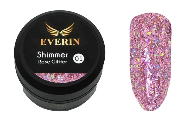 Gel color Shimmer Rose Glitter Everin 5ml- 01 -