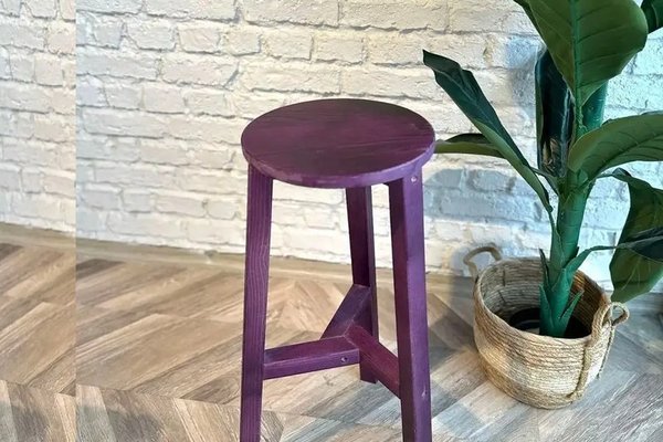 Scaun bar din lemn culoare mov, Vinita, 70 cm