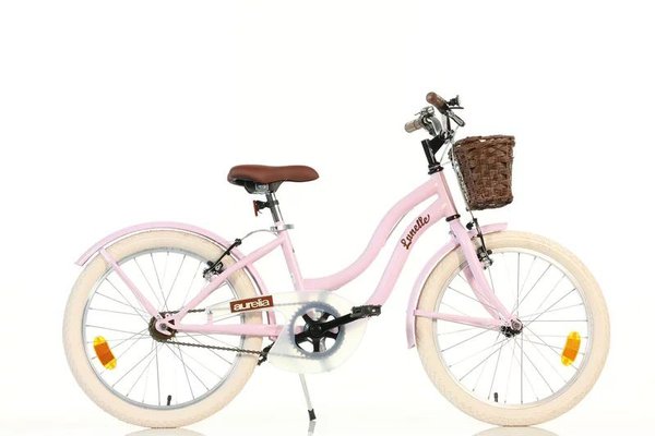 Bicicleta Dino Bikes Retro 20 inch pentru copii, Pink, cu cosulet vintage si claxon