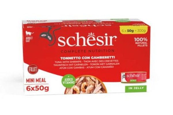 Hrana umeda pisici, Schesir, Ton si Creveti in Jeleu, 6x50 g