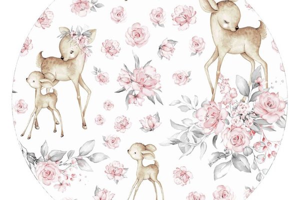 Protectie laterala pentru patut tip bumper impletit MimiNu 220 cm sweet deer pink
