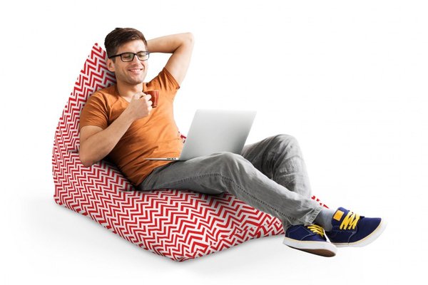 Fotoliu Puf Bean Bag tip Lounge Model rosu si alb