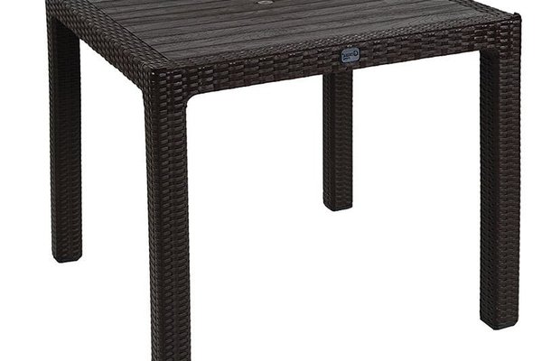 Masa exterior Explore cu protectie UV plastic culoare maro 90x90x73.5cm