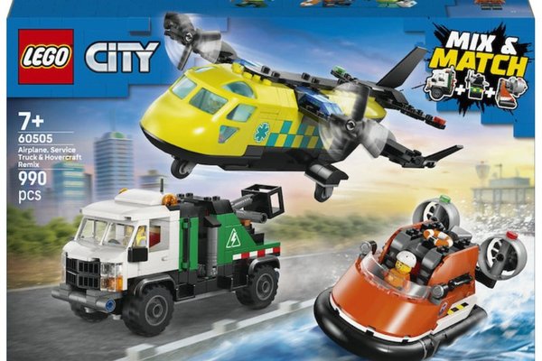 Lego City - Avion, autospeciala de service si aeroglisor in versiuni adaptate (60505)