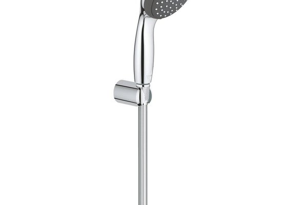 Set dus Grohe Vitalio, crom-negru, 1 tip jet, furtun 1.75m, suport perete nereglabil - 27944000