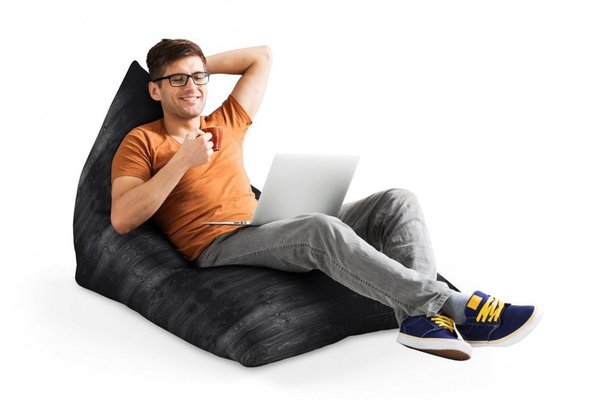 Fotoliu Puf Bean Bag tip Lounge lemn negru