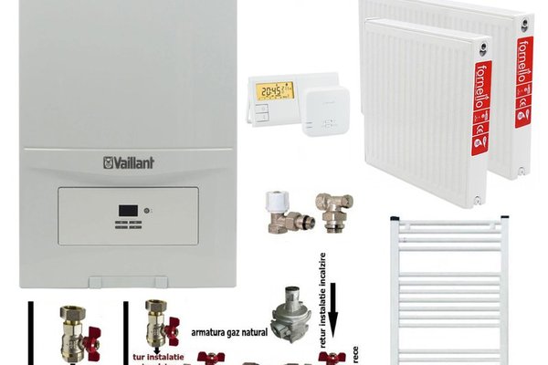 Pachet complet pentru apartament - Centrala termica in condensatie Vaillant ecoTEC Pure VUW 236/7-2, 23 kW, cu accesorii incluse