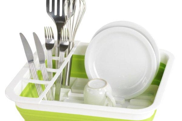 Uscator pliabil pentru vase si tacamuri VERDE