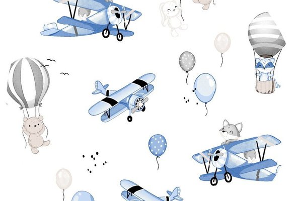 Aparatoare pentru patut MimiNu, tip rulou, cu husa detasabila, lungime 180 cm, din bumbac, Blue Plane