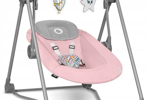 Fotoliu balansoar Lionelo Otto Cozy cu melodii si 5 viteze de balansare, roz, 57x55 cm