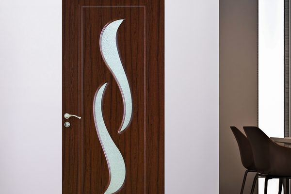 Usa de interior din lemn Modern OP-016 cu geam 2000/700 Teak