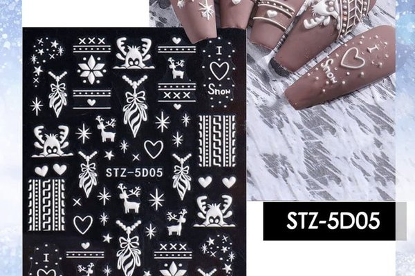 Sticker decor unghii model iarna Fulgi 5D STZ-5D05