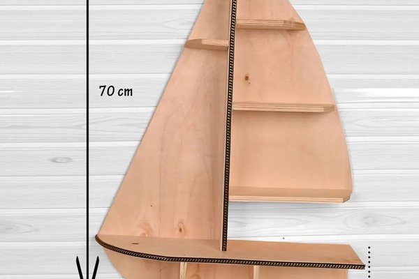 Raft de perete 72×52×18 cm – lemn stratificat nuc, Sailor