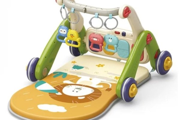 Bebe Stars Piano Rainy Forest, antemergator si saltea de joaca 2 in 1 cu pian muzical