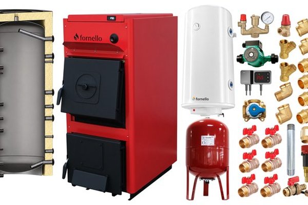 Centrala pe combustibil solid Fornello T-PRO 25 kW - Pachet complet cu accesorii