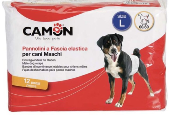 Scutece pentru caini masculi, Camon, L 60/80 cm 12 buc