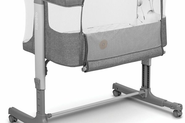 Patut co-sleeper Lionelo Aurora 3 in 1 cu leganare, saltea T25 si geanta transport, Gri