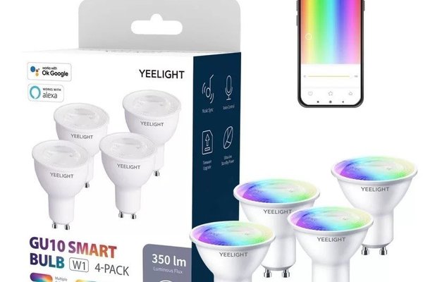 Set 4 Becuri Yeelight LED GU10 Smart Bulb W1, Multicolor, 4.5W, 350 lm