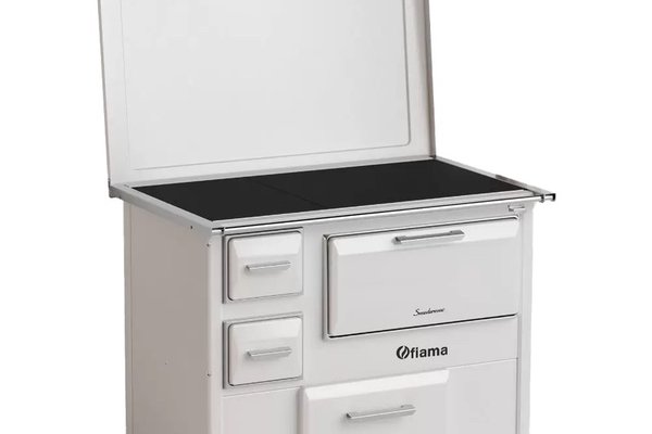 Soba de gatit si incalzit FIAMA SD 9 SL D, 7 kW, cu cuptor si plita, evacuare dreapta, alb
