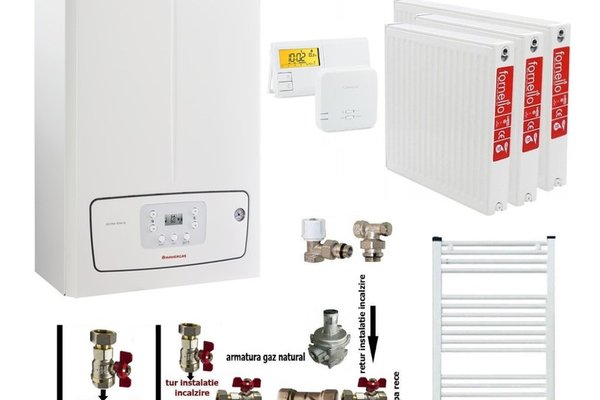 Pachet complet pentru apartament cu 2 camere, centrala termica Immergas Victrix TERA 24/28 V3, 24 kW, kit evacuare inclus