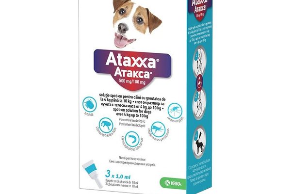 Ataxxa Dog - pipete antiparazitare pentru caini de talie mica 4-10 KG (3 pipete)