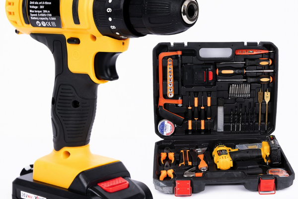 Trusa Bormasina cu percutie 2 acumulatori  24 V 6A + accesorii  110 PIESE