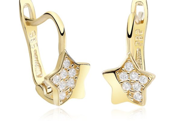 Cercei pentru copii - Model New Star Was Born - Aur Galben 14K cu Cubic Zirconia