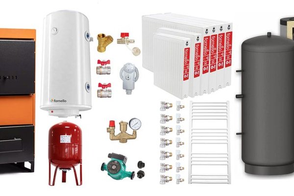 Centrala pe combustibil solid Fiama W 45 kW - Pachet complet cu Puffer 1000 litri, Radiatoare Otel si Boiler Termoelectric
