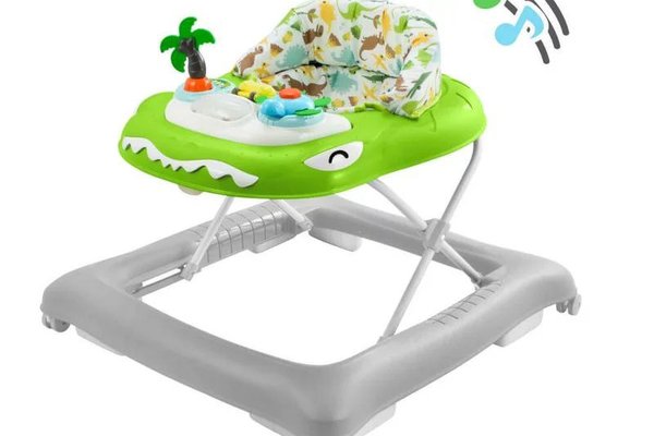 Premergator Bebe Stars Dinosaur cu panou interactiv si husa detasabila, inaltime reglabila, pentru bebelusi de la 6 luni