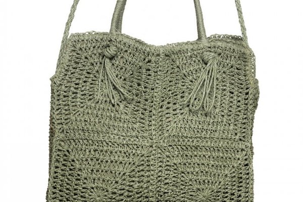 Geanta mare crossbody verde prafuit cu noduri decorative