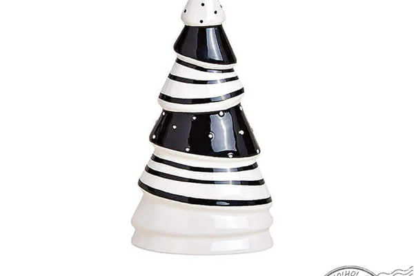 Brad decorativ ceramic alb negru 16 cm