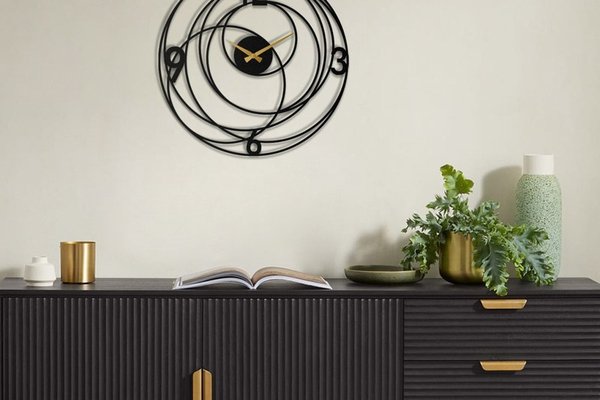 Ceas de perete decorativ din metal Big Negru 49x49 cm
