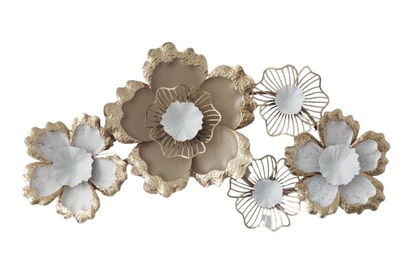Decoratiune de perete din metal Vogene Pako World Auriu 90.5x47x7 cm
