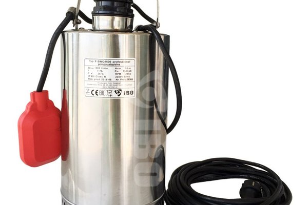 Pompa submersibila IBO F-SWQ 1500, 1.5 kW, 830 l/min, refulare 10 m, otel inoxidabil