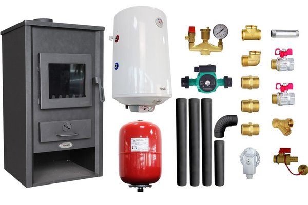 Pachet Complet Termosemineu Fornello B2E cu Boiler si Accesorii, 14 kW, 80L
