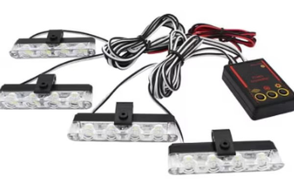 Set 4 stroboscoape pentru grila cu 4 leduri lumina galbena telecomana
