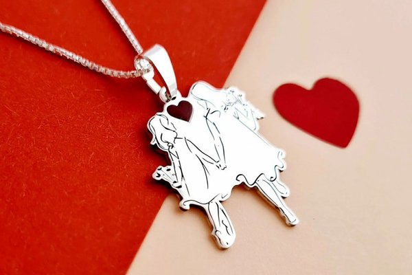 Colier personalizat din Argint 925 - Model Armonie pentru Mama si Fiica