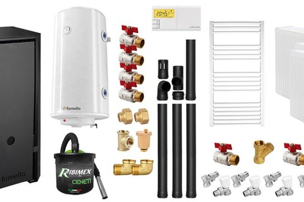 Centrala pe peleti Fornello EVA B Black 25 KW cu accesorii complete