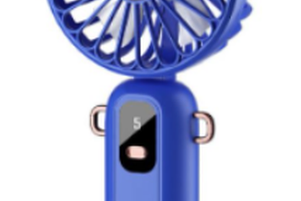 Ventilator de mana UB Mini cu display digital si suport pentru telefon - Albastru