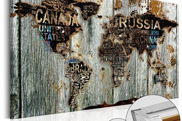 Tablou din plută - Wooden Border [Cork Map] 90x60 cm