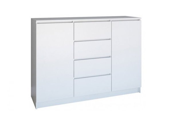 Comoda FLORA, 2 usi, 4 sertare, corp si fronturi alb, 120x40x97 cm